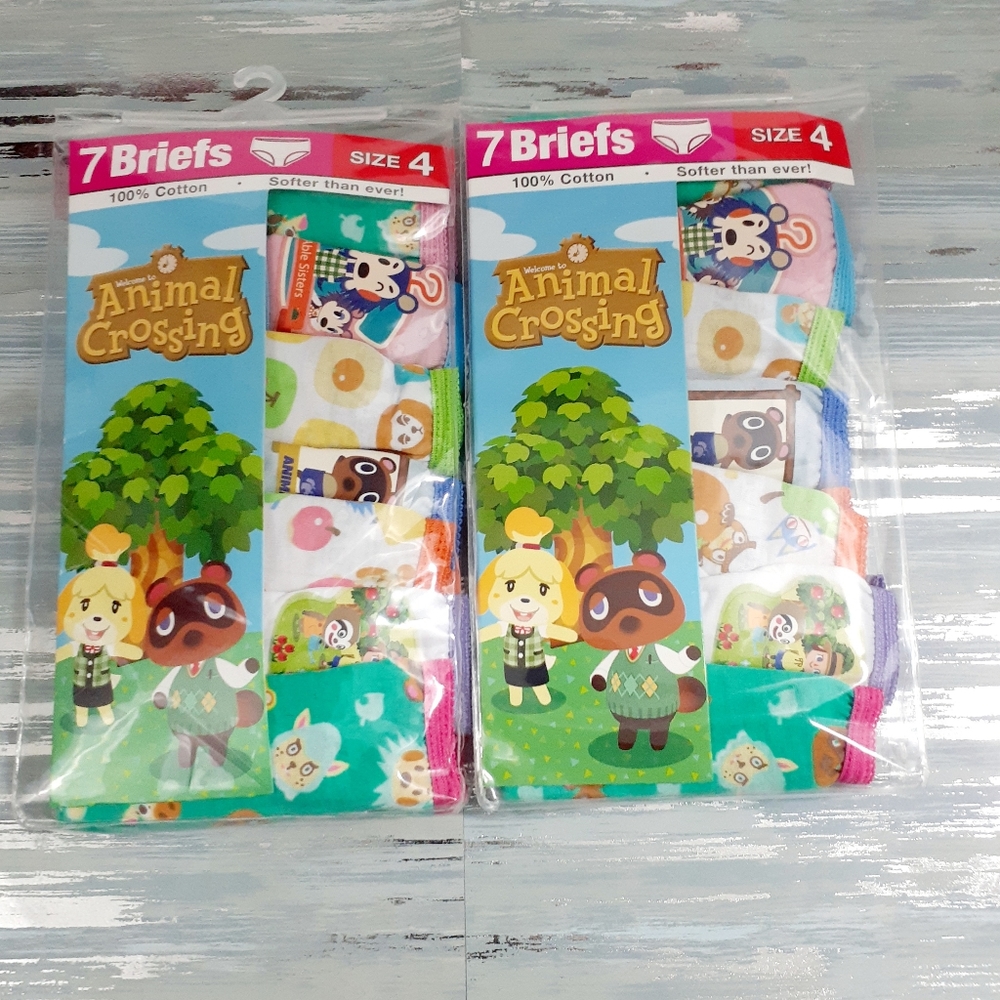 Animal Crossing Pack of 7 Girls' Underwear, brief Panties Sz 4